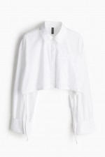 Cropped Drawstring-detail Shirt